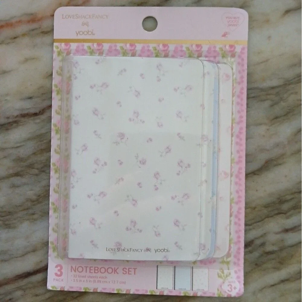 LoveShackFancy x Target Yoobi 3pk Mini Journal Notebook Set Ribbon Everbloomin
